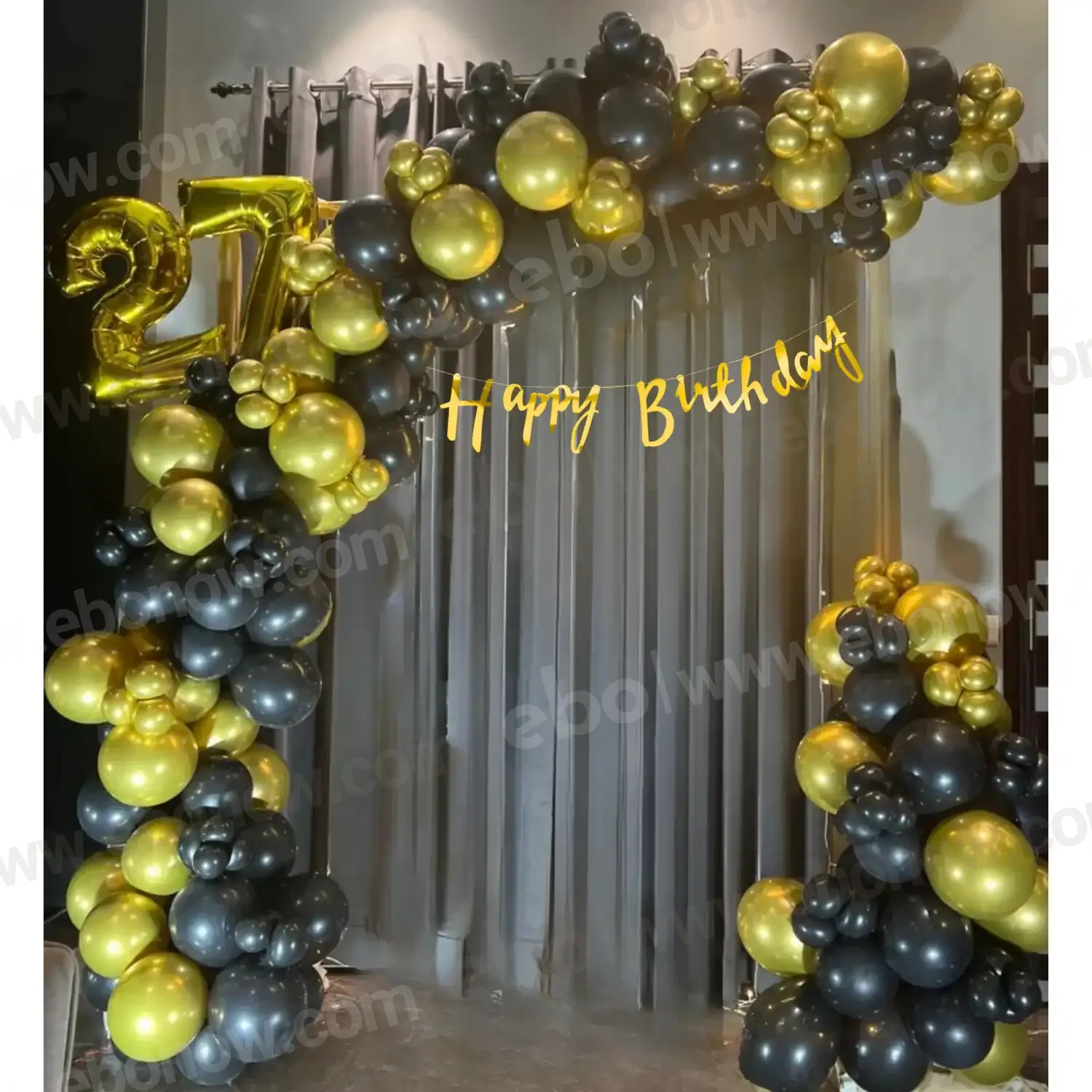 decor Gold and Black Arch Birthday Decor