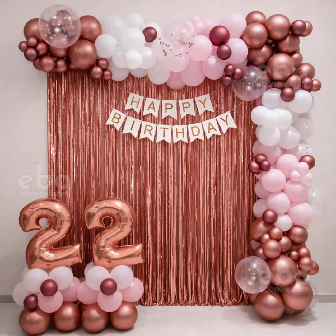 decor Rose Gold & Blush Pink Chrome Birthday Arch Decor